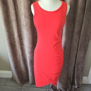 Leith Coral Ruched Sleeveless Midi‎ Dress Size M